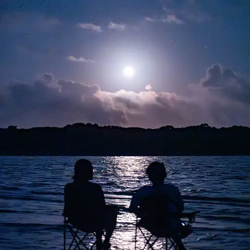 月が生まれる砂浜